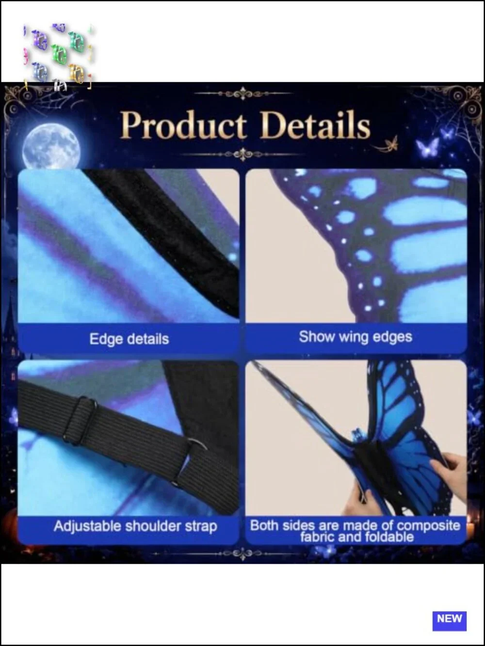 Halloween Butterfly Wings Costume, Adjustable Straps Adult